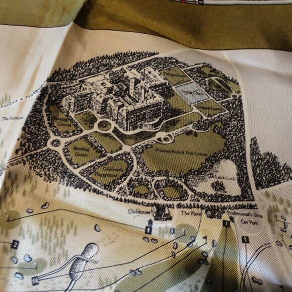 Silk Scarf , Vintage Gleneagles Hotel Golf Course Excellent Condition 30 x 30 - Picture 9 of 12